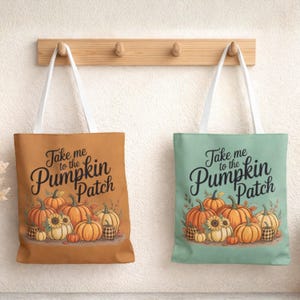 Herbst Kürbis Patch Baumwolltasche, Herbst Canvas Tasche, Saisonale Handtasche, Ernte Markt Tasche, Geschenk für Kürbis-Liebhaber