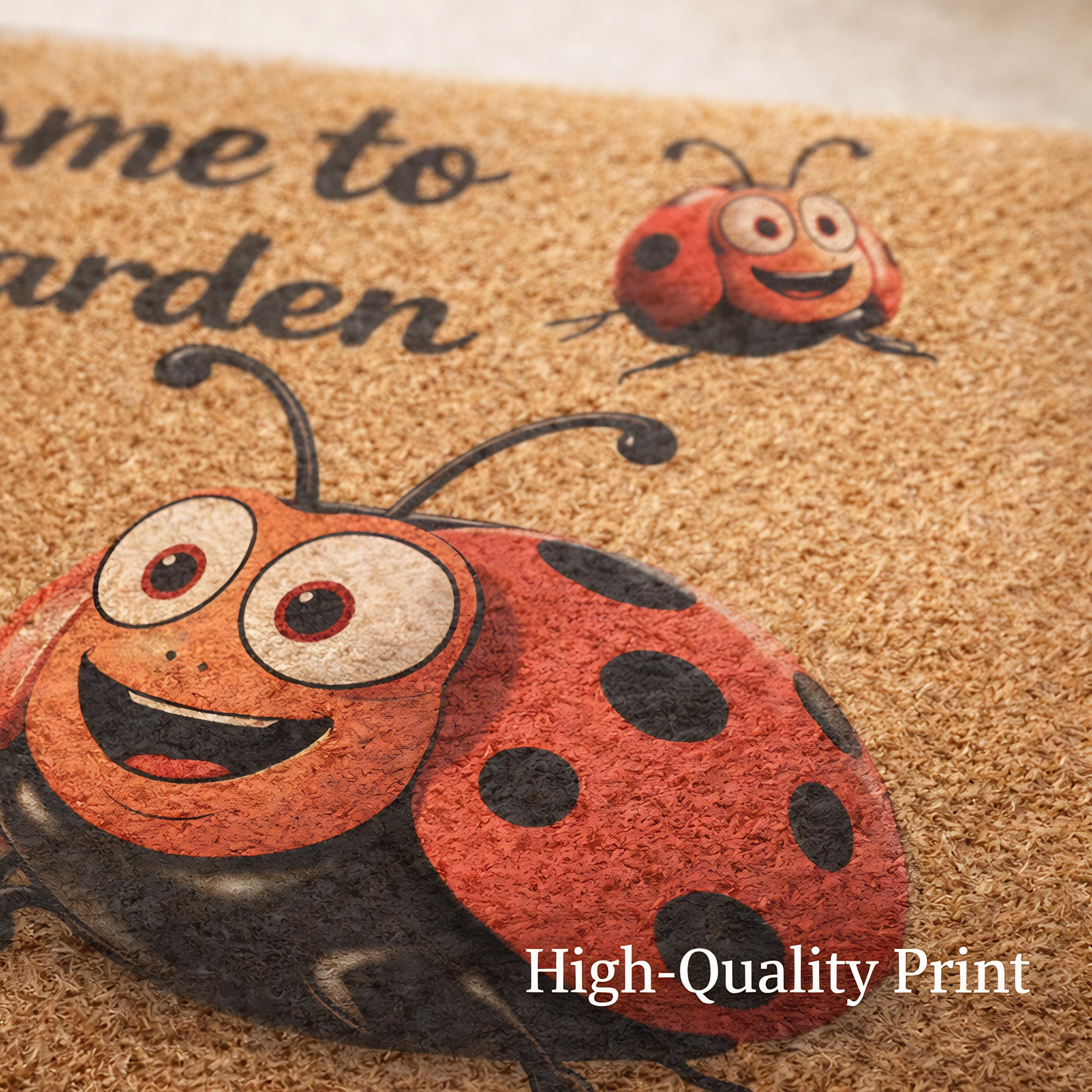 Ladybug Welcome Mat Doormat | Garden Welcome Coir Outdoor Porch