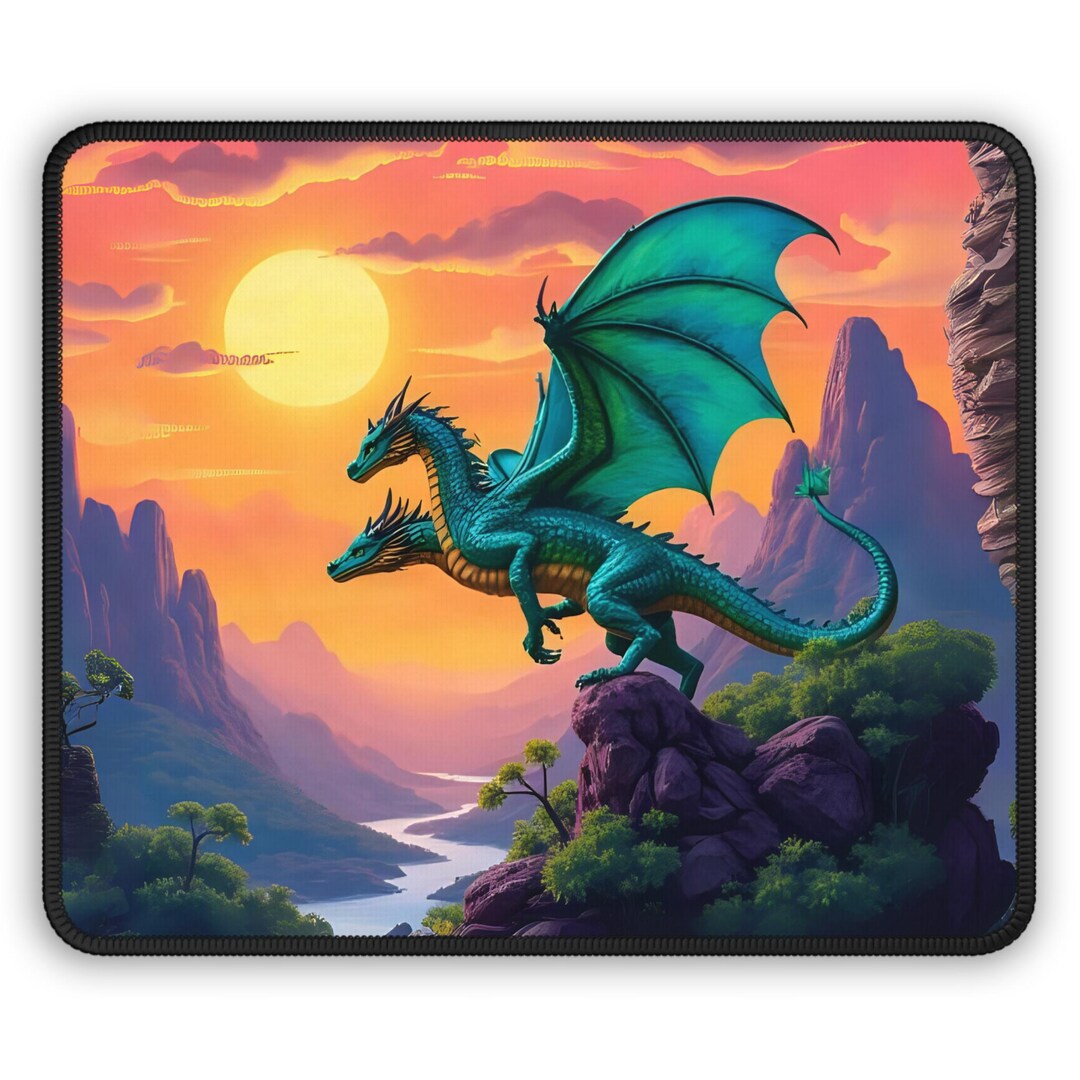ファンタジー ドラゴン マウスパッド ファンタジードラゴン ゲーミングマウスパッド：カラフルな風景