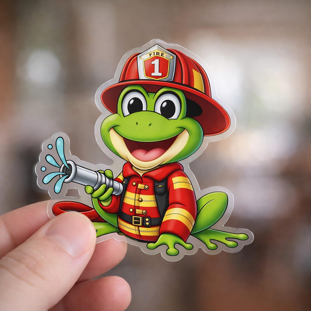 Fogot Sticker Firefighter Frog Sticker | Die-cut Vinyl Sticker - Etsy