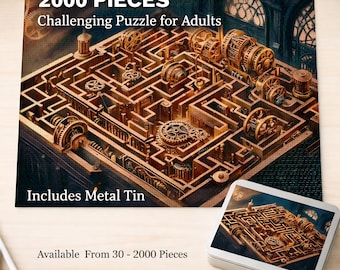 Steampunk Labyrinth 2000-Teile Puzzle mit Dose - kniffliges Geschenk für Erwachsene