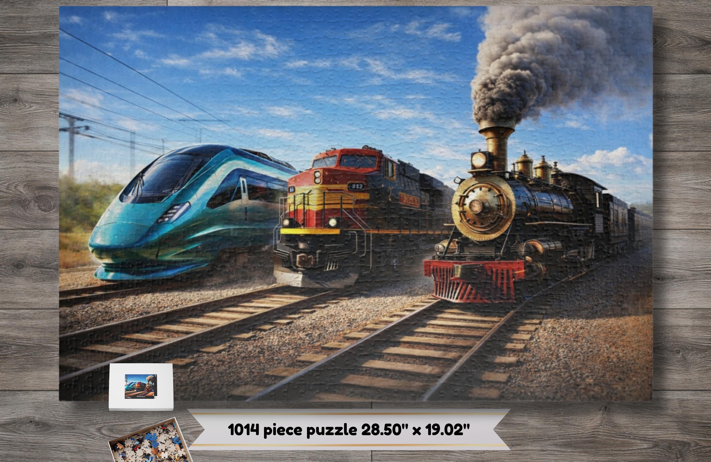 ヴィンテージ列車パズル、クラシックな機関車ジグソーパズル、鉄道愛好 