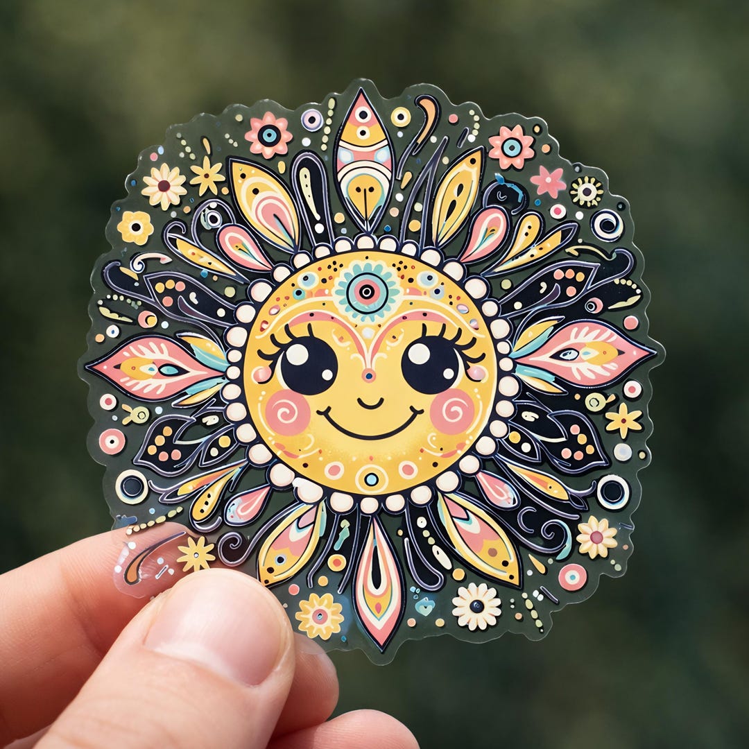 Sun Color Stickers Cheerful Sun Die-cut Stickers: Waterproof Vinyl Decals, Summer Decor - Etsy