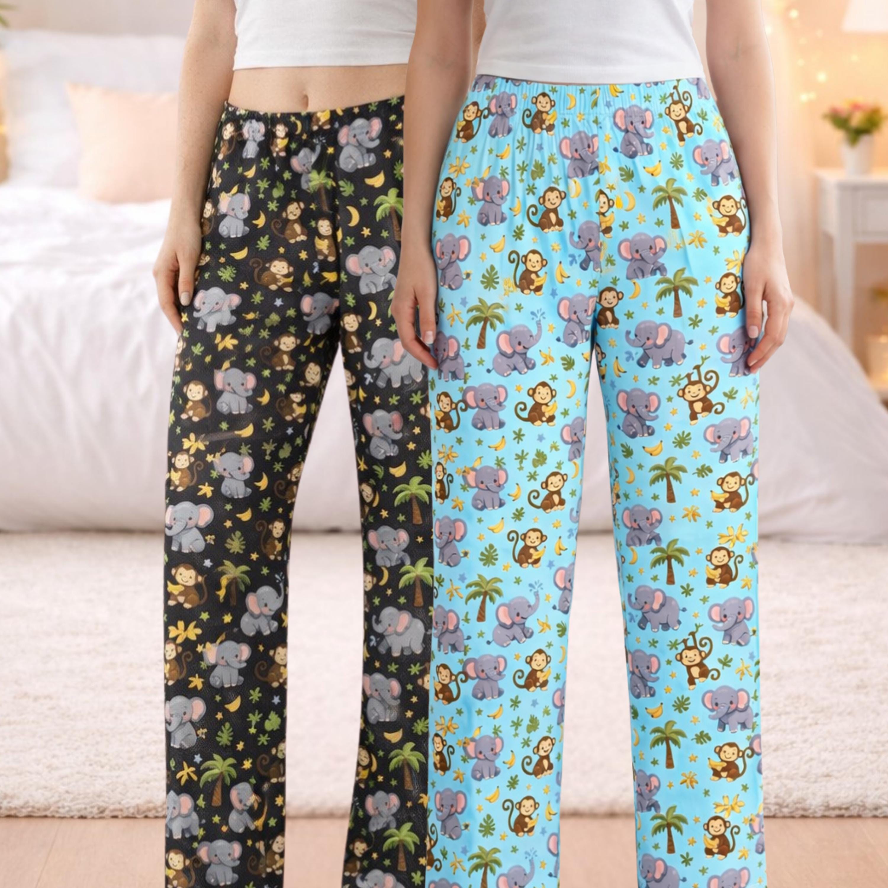Cute Safari Animals Pajama Pants | Elephant Monkey Print - Etsy