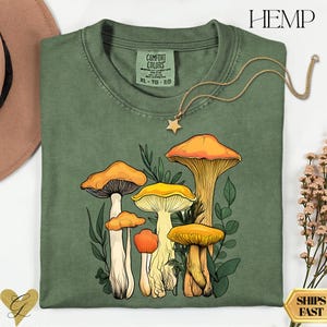 Mushroom Comfort Colors T-Shirt, Mystical Retro Toadstool Cottagecore Tee for Nature Lovers, Fungi Fans, and Wild Mushroom Hunters
