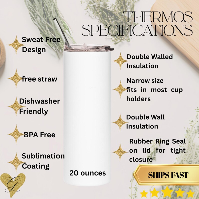 Personalized Summer flower disgn Stanley like insulated thermos 20 oz Dark Floral skinny Tumbler thermos for vacation or gift image 5