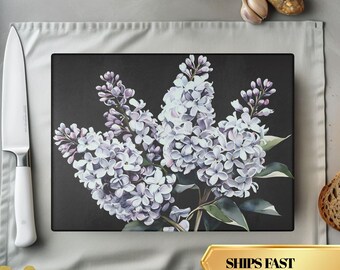 Gothic Lilac Floral Cutting Board, Witchy Kitchen Decor