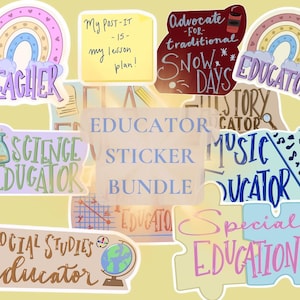 Pacchetto di adesivi per insegnanti/educatori: matematica, inglese, musica, scienze, storia, ecc.
