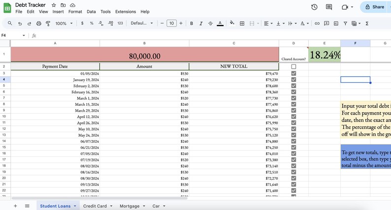 Red Spreadsheet DEBT Tracker/spreadsheet - Excel & Google Sheets - Stay Organized and ...