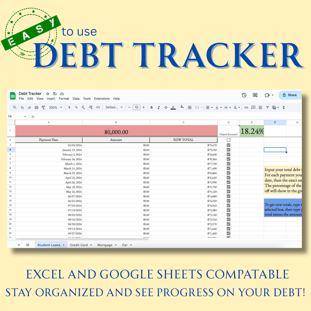 Fall Spreadsheet DEBT Tracker/spreadsheet - Excel & Google Sheets - Stay Organized and ...