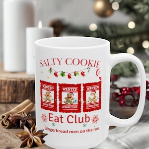 Festive Holiday Ceramic Mug, Cozy Gingerbread Christmas Drinkware, Candy Cane Gift for Coffee & tea Lovers, Warm Hot Cocoa Winter Decoration