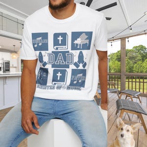 Husband Father Dad Shirt -Minister of Music T-Shirt -Christian Musician Gift - Bible Lover&#39;s Tee-Pastor Instrumentalist Worship Leader Shirt