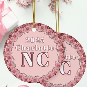 Charlotte NC Ceramic Ornament: 2025 Floral City Keepsake