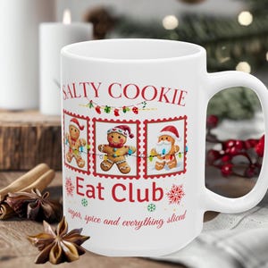Festive Holiday Ceramic Mug, Cozy Gingerbread Christmas Drinkware, Candy Cane Gift for Coffee & tea Lovers, Warm Hot Cocoa Winter Decoration