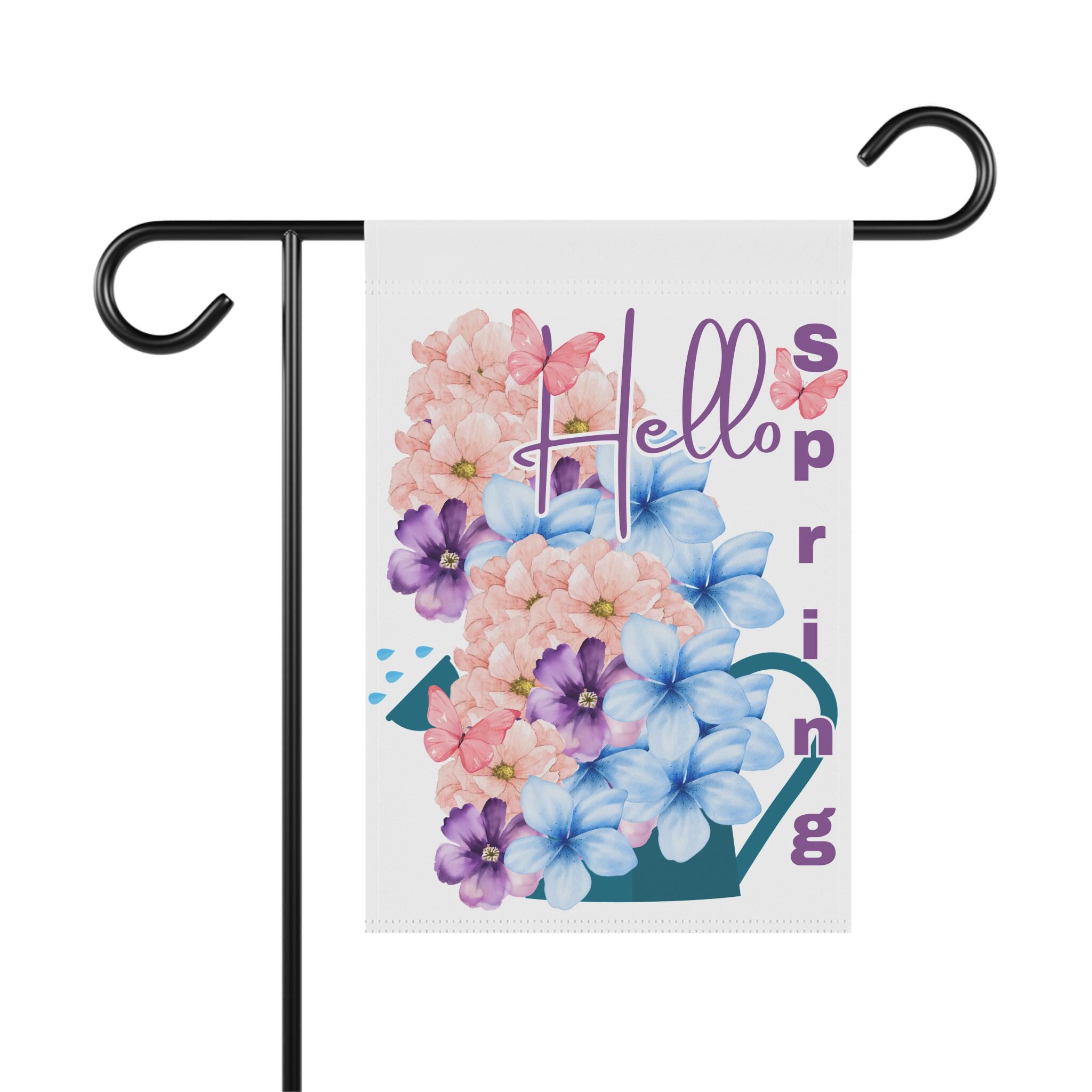 Hello Spring Gartenflagge – Doppelseitig, 31,8x45,7 Cm, Wetterfest Mit Holzbrett & Blumen-Motiv