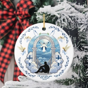 Ceramic Ornament with Inspirational Angel Design, Personalized Holiday Keepsake, Missing Loved One Memorial Gift, Remembrance Christmas Item
