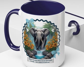 Elephant Coffee Mug: Botanical Accent Mug, Nature Lover Gift