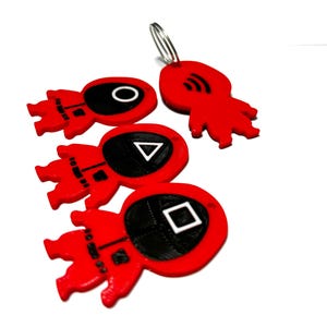 Porte-clés tag NFC squid game, site internet, réseaux, Accessoire imprimé en 3D pour le partage des profils, informations
