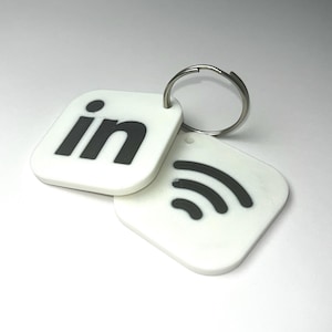 NFC-tag sleutelhanger linkedin-logo, website, netwerken, 3D-geprint accessoire voor het delen van profielen, informatie