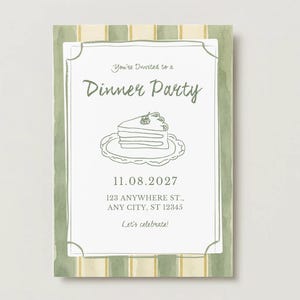 Invitation à dîner, modèle Canva modifiable, invitation pour une réunion d'automne, invitation élégante pour un souper (téléchargement numérique)