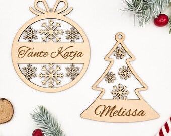 Personalized Christmas tree decorations Christmas tree balls names wooden gift tags Christmas tree pendant ornament Christmas decoration