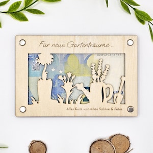 Cadeau d'argent de jardinage, personnalisé en bois, cadeau individuel pour les amateurs de plantes pour un mariage, un anniversaire ou un anniversaire 15 cm x 10 cm