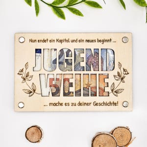 Regalo in denaro per la consacrazione dei giovani, biglietto in legno personalizzato, idea regalo per la cresima, biglietto in legno individuale, 15 cm x 10 cm