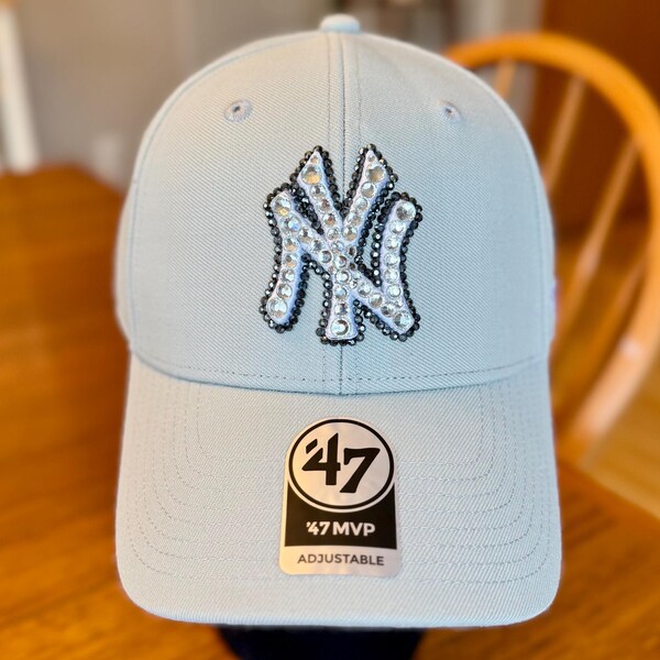 Bedazzled NY Yankees rhinestone bling tan/off-white adjustable hat