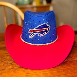 ?❤️ BUFFALO BILLS COWBOY HAT ❤️? Buffalo Bills White Rhinestone Logo Cowboy Hat FOCO main image 4