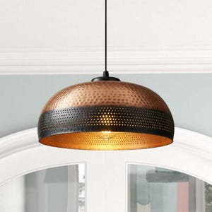 Modern Black Dome Copper Pendant Light ,Handmade Ceiling Lighting ,Copper Industrial light,Vintage Copper Pendant Light,Hanging Lamp Copper