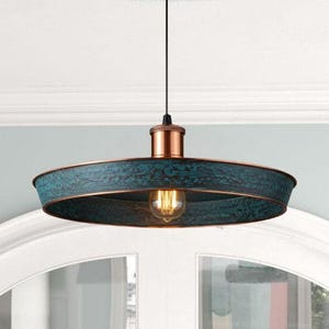 Modern Copper Dome Pendant Lamp Blue Patina , Hammerd Dome Lamp, Ceiling Dome Lamp, Copper Dome Light fixture, Rustic Chandelier