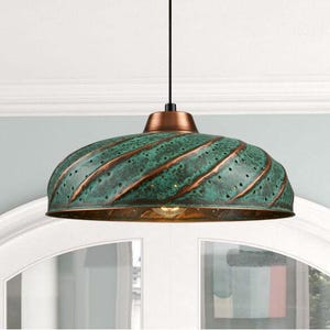 Modern Copper Dome Pendant Lamp , Green Patina Dome Lamp , Pendant Lamp , Dome Pendant Light , Rustic Chandelier ,Solid Copper Hanging Light