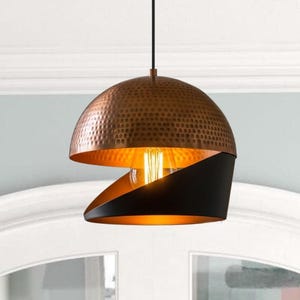 Modern Black Dome Copper Pendant Light ,Handmade Ceiling Lighting ,Copper Industrial light,Vintage Copper Pendant Light,Hanging Lamp Copper