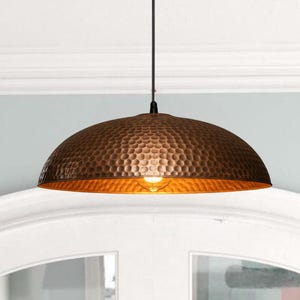 Handmade Copper Dome Hanging Light, Ceiling Pendant Lamp, Dome Lampshades, Dome Light Fixture, Rustic Chandelier, Kitchen Island Lighting