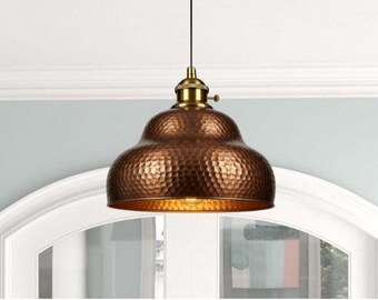 Handgefertigte Kupfer Kuppel Pendelleuchte, Grünspan Patina, Bauernhaus Beleuchtung