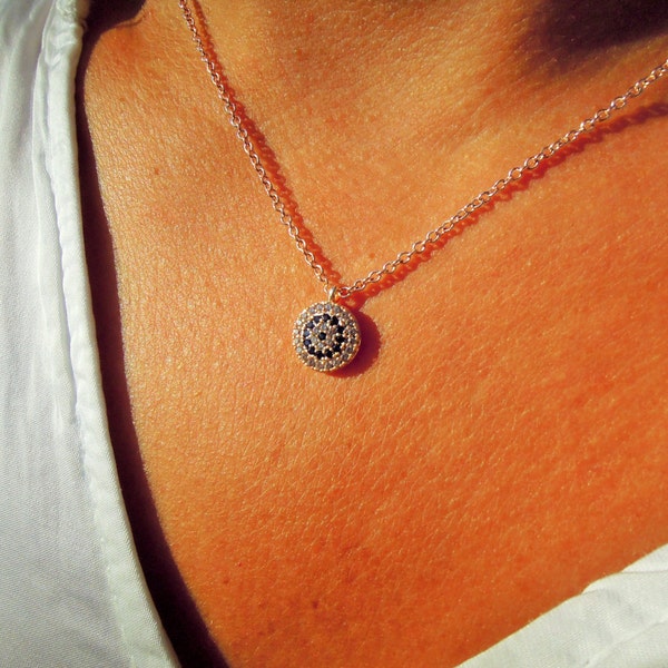 Dainty necklace, turkish evil eye necklace, greece evil eye necklace, evil eye jewelry, christmas, tiny delicate, wife, sister, mom