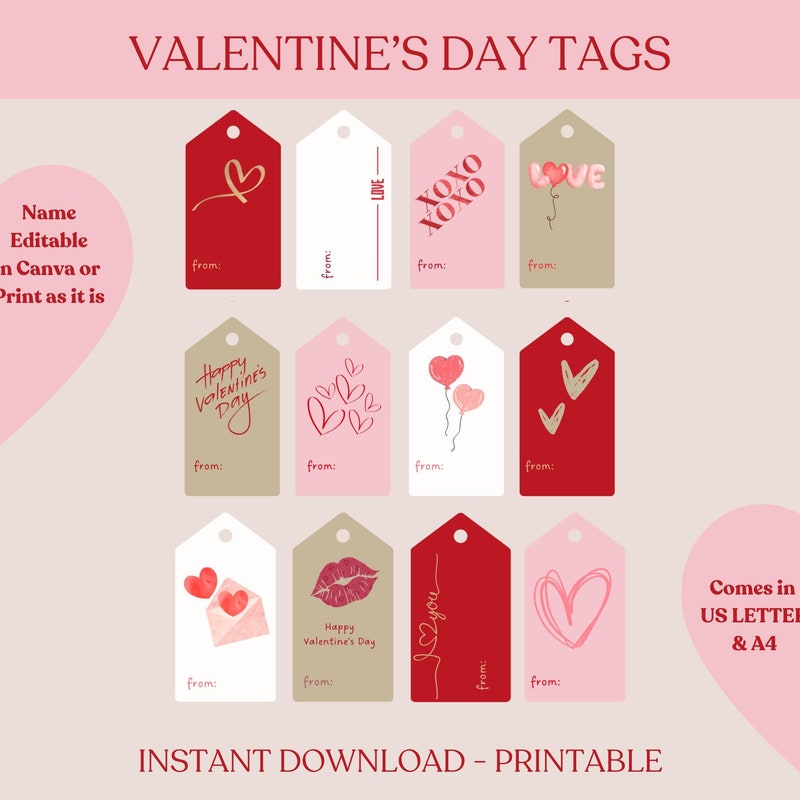 Printable Valentine Tags - Etsy