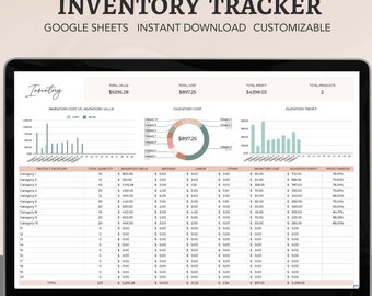 Inventory Tracker Spreadsheet: Google Sheets, Excel (Digital Download)