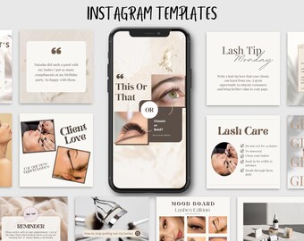 Lash Tech Instagram Vorlagen | Canva Bearbeitbare Social Media Posts (Digitaler Download)