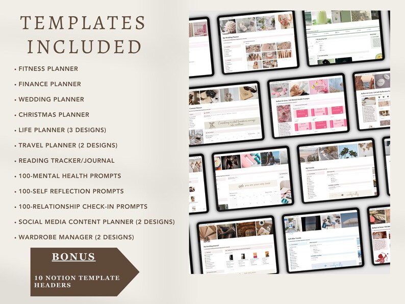 Notion Template Bundle Digital Aesthetic Journal Tracker Editable PLR ...