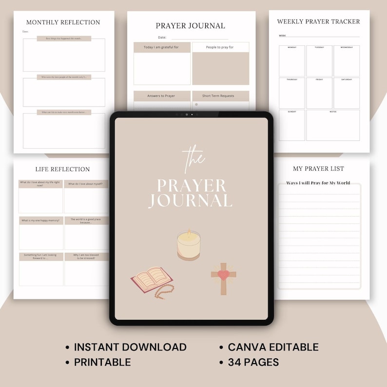 Prayer Journal Printable | Canva Editable Bible Study (digital Download ...