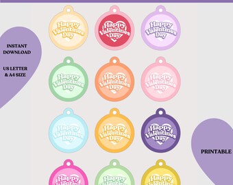 Valentines Day Tag Printable Valentinstag Hang Tag Niedliche Valentinstag Tag Girl Valentines Hang Tag Sofort Download Bunt Geschenkanhänger