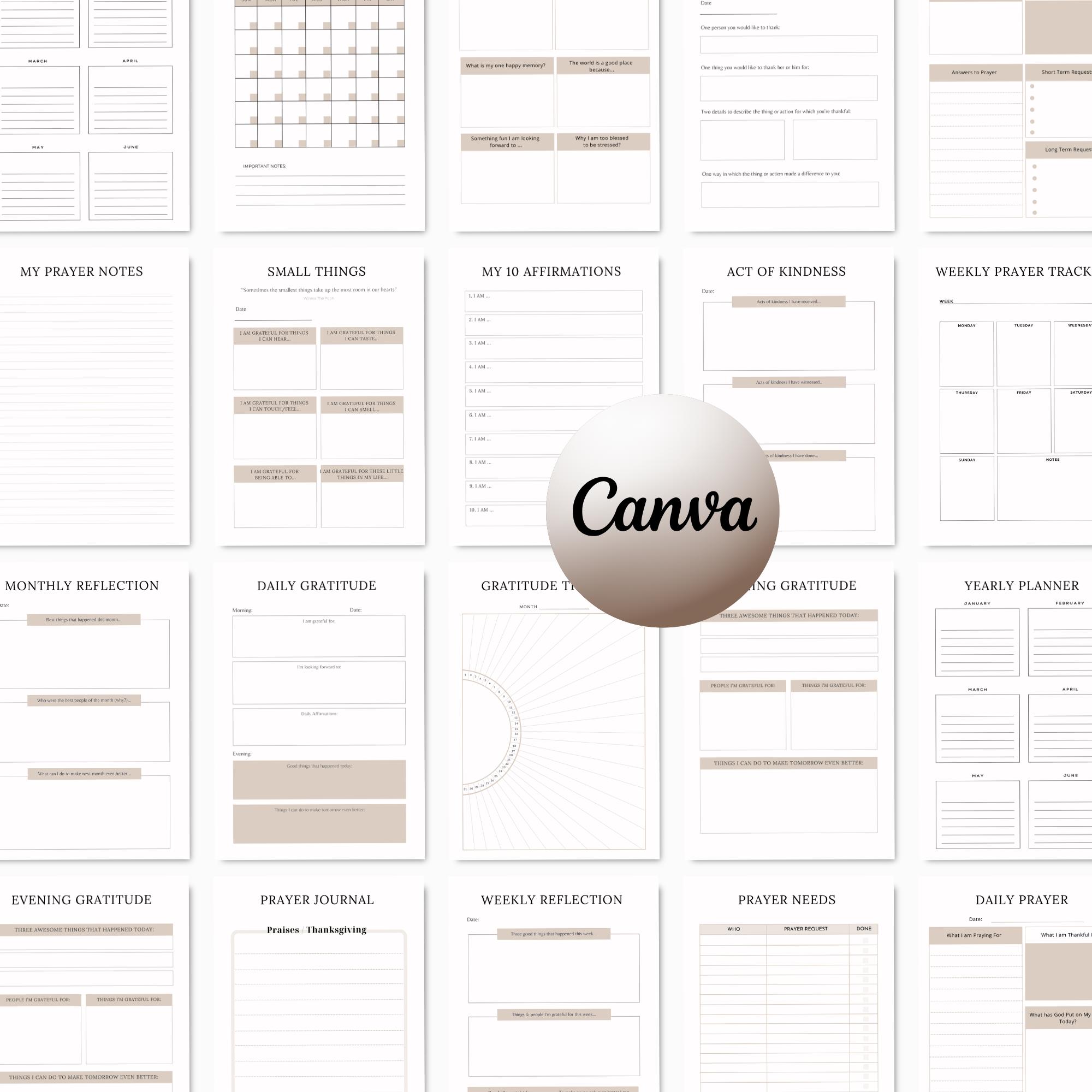 Prayer Journal Printable | Canva Editable Bible Study (digital Download ...