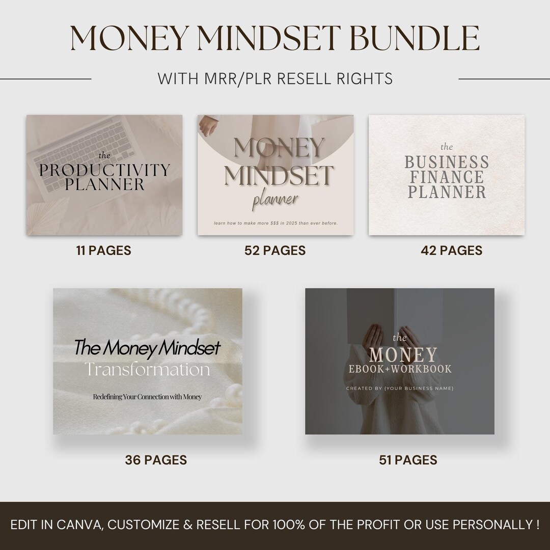 Money Mindset Digital Bundle: Finance Planner, Workbook, Ebook (PLR ...