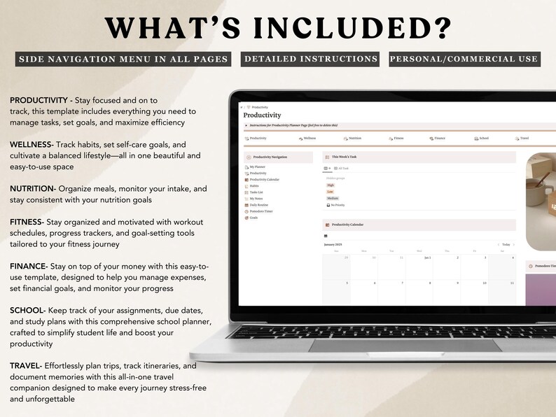 Notion Life Planner Template All in One Notion Dashboard Aesthetic ...