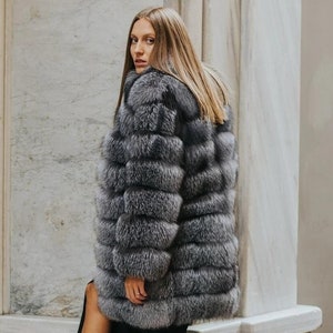 Silver Fox Fur Transformer Coat: Genuine Leather Jacket