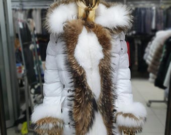 Waterproof Fox Fur Parka: Luxury Inflatable Fabric Coat