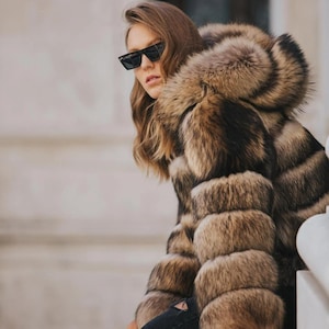 Luxurious Raccoon Fur Hooded Jacket - Genuine FurEverFox Outerwear