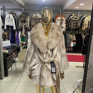 Alcantara Fox Fur Jacket: Genuine Fur Overcoat, Customizable