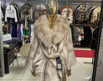 Alcantara Fox Fur Jacket: Genuine Fur Overcoat, Customizable